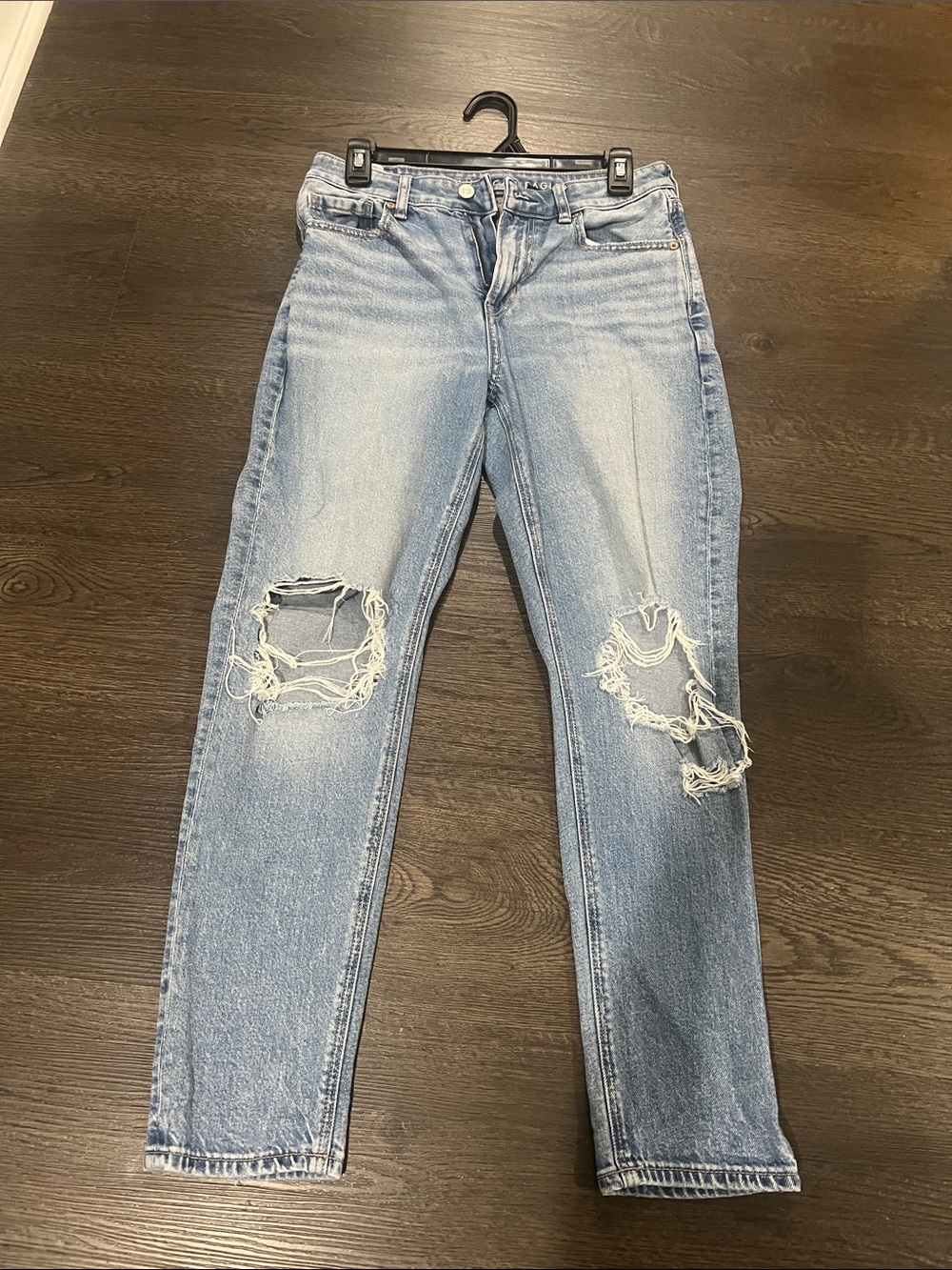 American Eagle Outfitters Faded Light Blue Ripped Boyfriend Jeans